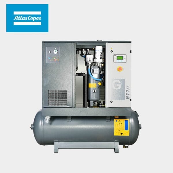 Atlas Copco G11 Oil-injected Rotary Screw Air Compressor 11kW with Dryer and Air Tank Model - Image 3