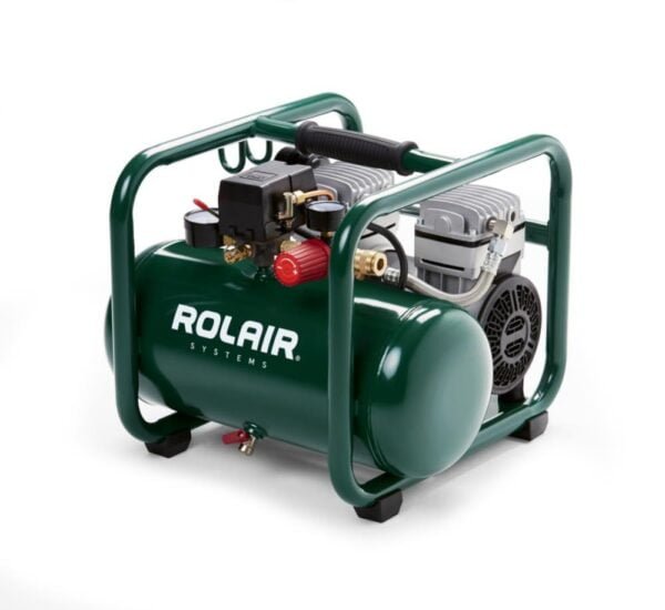 Rolair 1 HP Ultra-Quiet Oil-Less Compressor (115V) Delivering 2.4CFM@90PSI and 2.5 Gallon Capacity